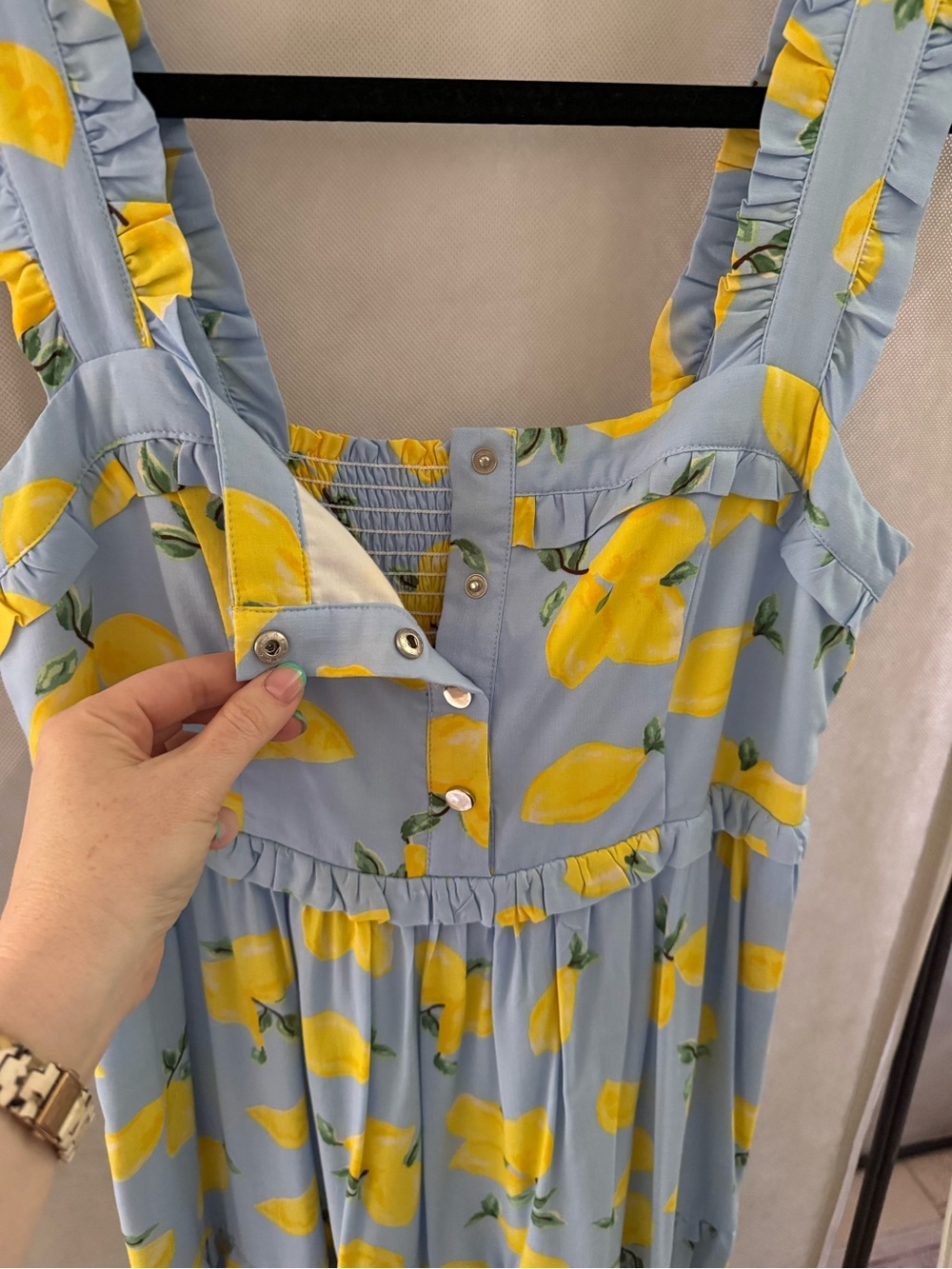 Nom Maternity Emma Tiered Floral During & After Dress in Lemon - Picture 7 of 7